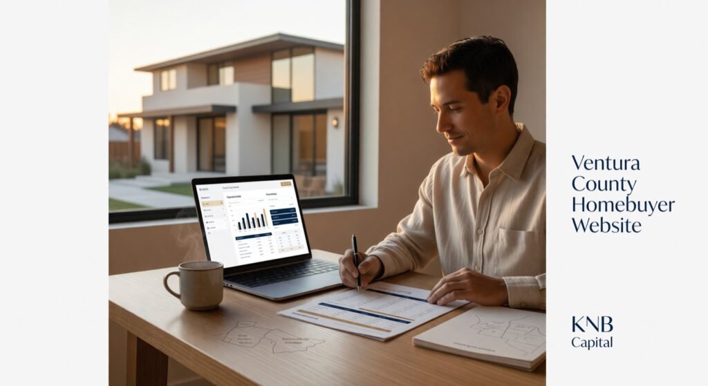 Ventura County homebuyer reviewing mortgage affordability and pre-approval numbers with KNB Capital.