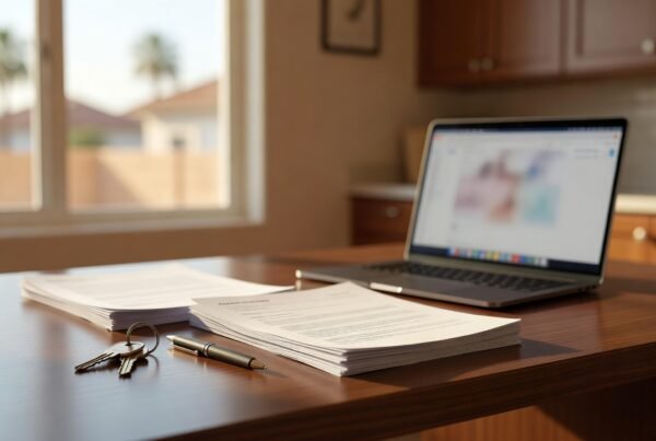 Cinematic home equity paperwork and keys for cash-out refinance and HELOC comparison